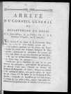Arrêté du Conseil général du départment du Doubs à la séance publique du 15 frimaire, l'an 2 de la République française...