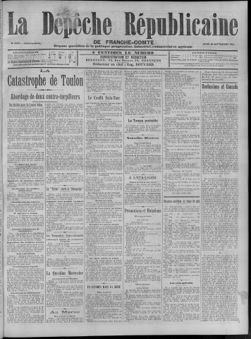 28/09/1911 - La Dépêche républicaine de Franche-Comté [Texte imprimé]