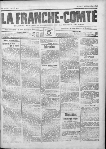 28/12/1898 - La Franche-Comté : journal politique de la région de l'Est