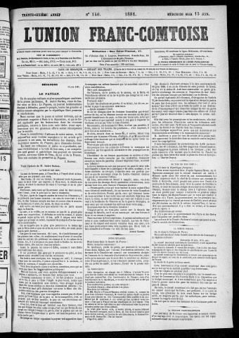 15/06/1881 - L'Union franc-comtoise [Texte imprimé]