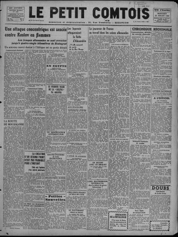22/07/1942 - Le petit comtois [Texte imprimé] : journal républicain démocratique quotidien