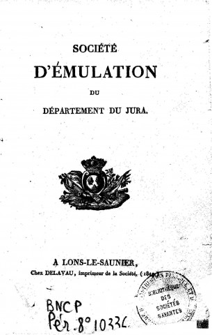 01/01/1818 - Société d'émulation du département du Jura [Texte imprimé]