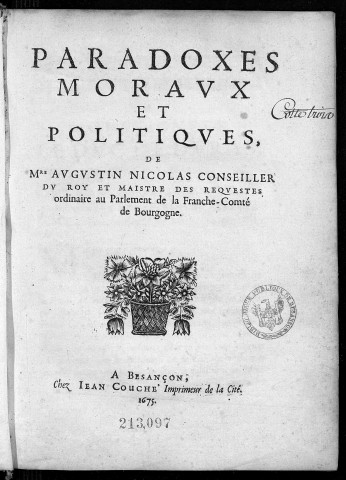 Paradoxes moraux et politiques de M. Augustin Nicolas