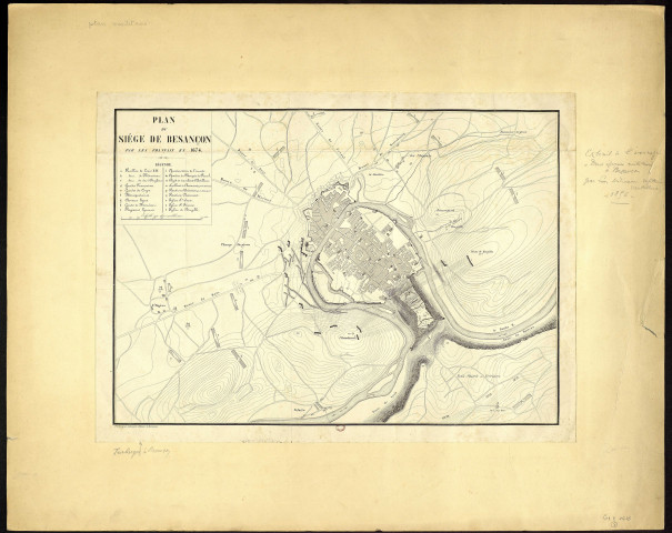 Plan du siège de Besançon par les Français en 1674. [Document cartographique] , Besançon : Tubergue libr.éd., 1856