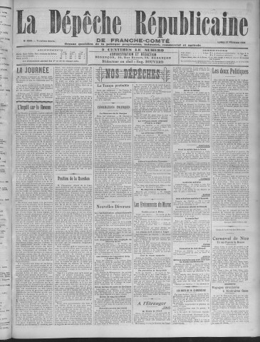 17/02/1908 - La Dépêche républicaine de Franche-Comté [Texte imprimé]