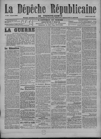 26/04/1915 - La Dépêche républicaine de Franche-Comté [Texte imprimé]