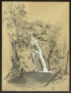 Cascade dans la vallée des Planches (Jura) / L.D. ou L.B (?) , [Aux Planches] : [A.D. ou L.B.], [1851]