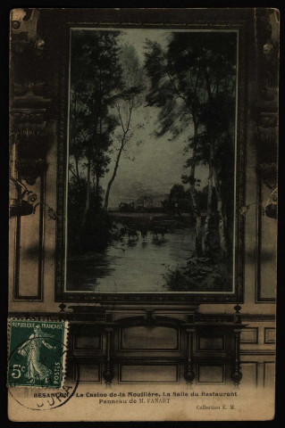 Besançon. - Le Casino de la Mouillère. La Salle du Restaurant. Panneau de M. FANART [image fixe] , 1904/1907