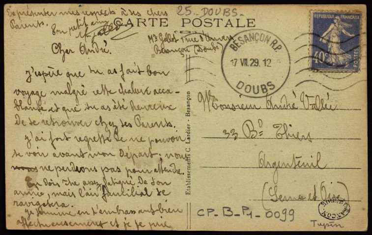 Besançon-les-Bains - Maison natale de Victor Hugo [image fixe] , Besançon : C. L., B. ; Etablissements C. Lardier, 1914-1929