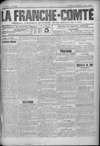 03/06/1895 - La Franche-Comté : journal politique de la région de l'Est