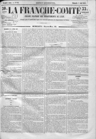 05/04/1857 - La Franche-Comté : organe politique des départements de l'Est