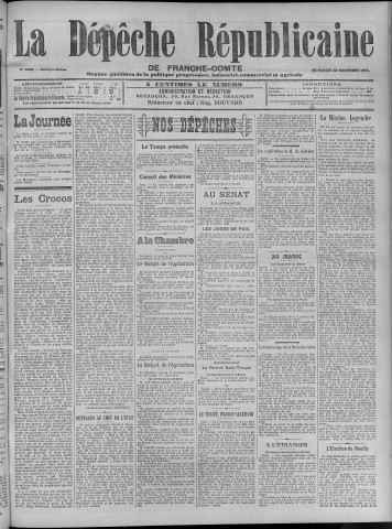 22/11/1911 - La Dépêche républicaine de Franche-Comté [Texte imprimé]
