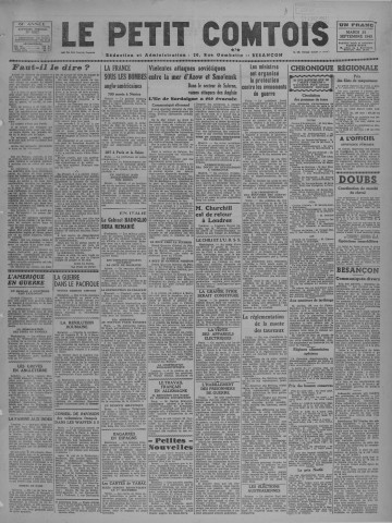 21/09/1943 - Le petit comtois [Texte imprimé] : journal républicain démocratique quotidien