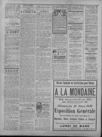 27/03/1920 - La Dépêche républicaine de Franche-Comté [Texte imprimé]