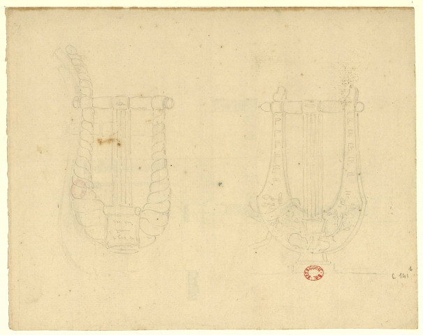 Deux lyres [Dessin] , [S.l.] : [s.n.], [1750-1799]