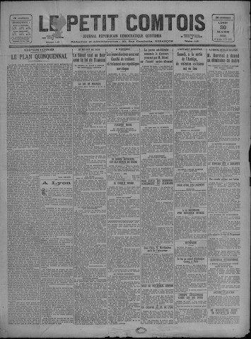 30/03/1931 - Le petit comtois [Texte imprimé] : journal républicain démocratique quotidien