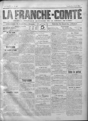 09/04/1897 - La Franche-Comté : journal politique de la région de l'Est