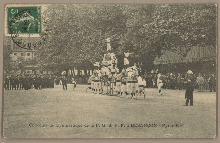 Concours de Gymnastique de F. G. S. P. F. à Besançon - Pyramides. [image fixe] , 1904/1913