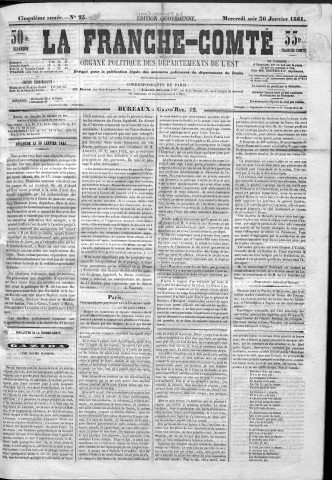 30/01/1861 - La Franche-Comté : organe politique des départements de l'Est