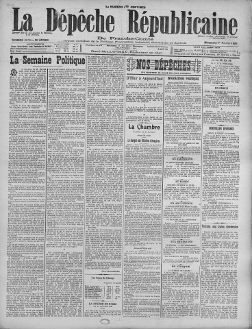 01/02/1925 - La Dépêche républicaine de Franche-Comté [Texte imprimé]