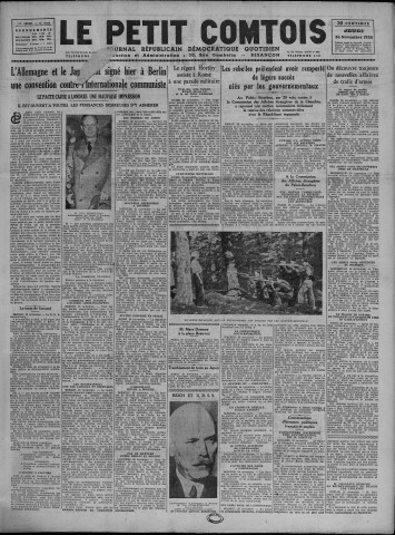 26/11/1936 - Le petit comtois [Texte imprimé] : journal républicain démocratique quotidien