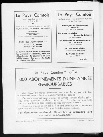 05/10/1932 - Le Pays comtois [Texte imprimé] : Revue régionaliste illustrée