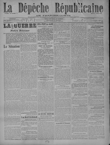 31/08/1916 - La Dépêche républicaine de Franche-Comté [Texte imprimé]