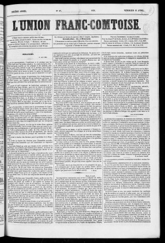 11/04/1851 - L'Union franc-comtoise [Texte imprimé]
