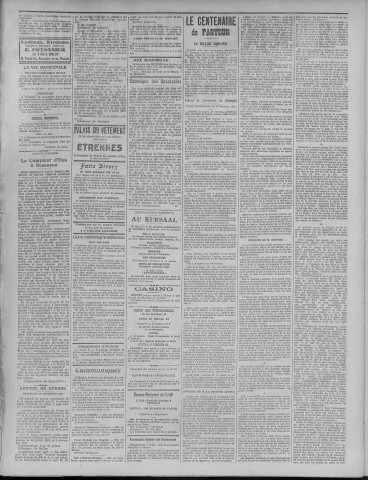 29/12/1922 - La Dépêche républicaine de Franche-Comté [Texte imprimé]