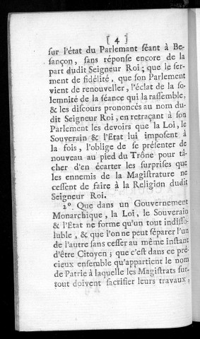 Objets d'itératives remontrances du parlement séant à Toulouse, du 17 novembre 1760, au sujet de l'état actuel du parlement séant à Besançon. [Suivi de] Arrêté du parlement de Paris, du 28 novembre 1760, sur le même sujet