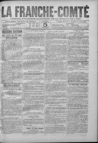 17/06/1893 - La Franche-Comté : journal politique de la région de l'Est