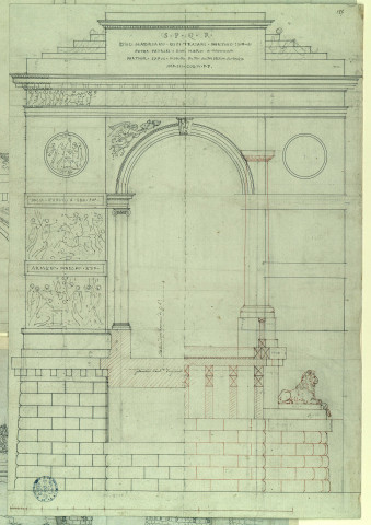 Arc de triomphe pour l'opéra "Adrien en Syrie". Projet de décor de théâtre / Pierre-Adrien Pâris , [S.l.] : [P.-A. Pâris], [1700-1800]