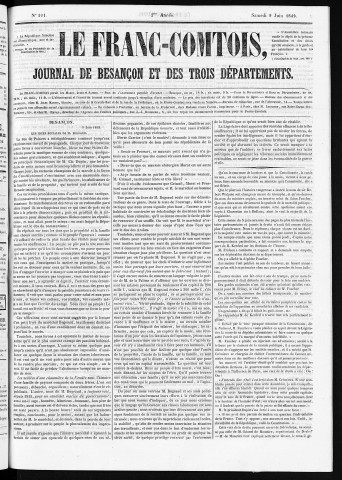 09/06/1849 - Le Franc-comtois - Journal de Besançon et des trois départements