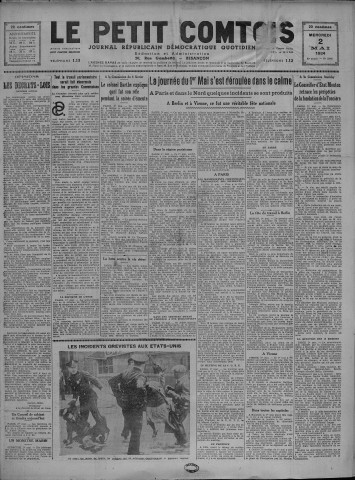 02/05/1934 - Le petit comtois [Texte imprimé] : journal républicain démocratique quotidien