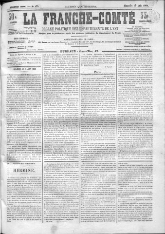 19/08/1860 - La Franche-Comté : organe politique des départements de l'Est