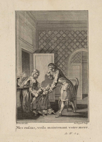 [Gravure pour l'acte IV scène 4 du "Fabricant de Londres" de Fenouillot de Falbaire] [estampe] / H. Gravelot delin. De Longueil sculp. , [Paris : s.n., circa 1780]