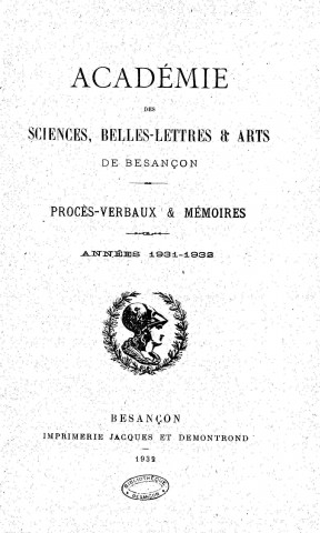 01/01/1931 - Procès verbaux et mémoires [Texte imprimé] /