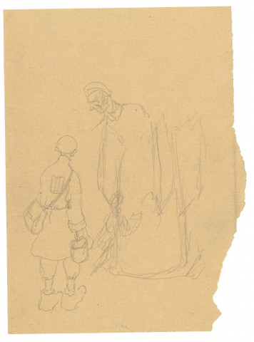 Deux déportés, dessin de Léon Delarbre