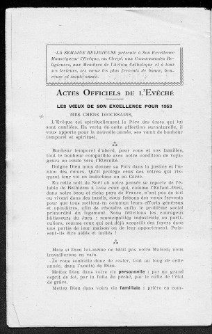 25/12/1952 - La Semaine religieuse du diocèse de Saint-Claude [Texte imprimé]