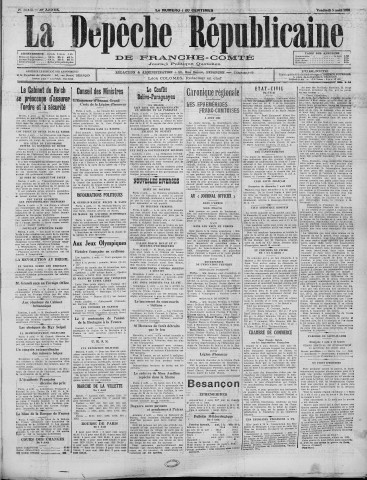05/08/1932 - La Dépêche républicaine de Franche-Comté [Texte imprimé]