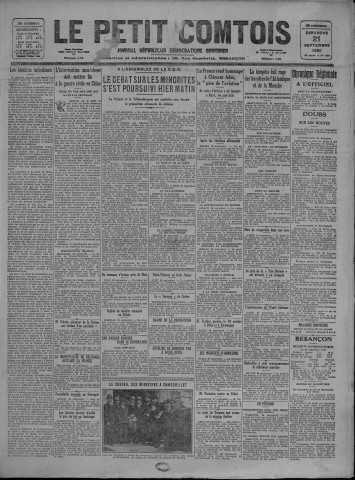 21/09/1930 - Le petit comtois [Texte imprimé] : journal républicain démocratique quotidien
