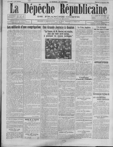 30/09/1932 - La Dépêche républicaine de Franche-Comté [Texte imprimé]