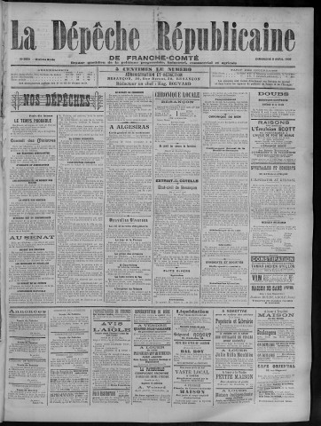 08/04/1906 - La Dépêche républicaine de Franche-Comté [Texte imprimé]