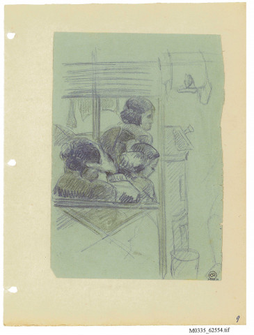 Intérieur d'une baraque, Gaggenau, 1944, dessin de Lou Blazer