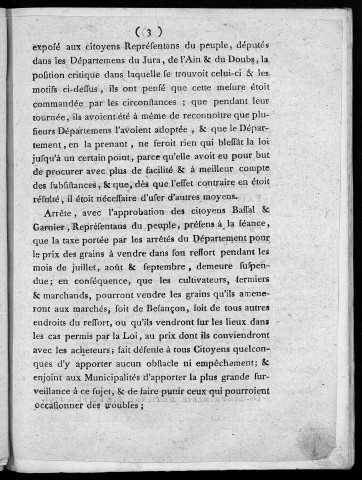 Arrêté du Conseil général du département du Doubs à la séance publique du 2 juillet 1793...