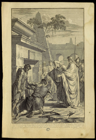 [Darius faisant ouvrir la tombe de Nitocris] [image fixe] / Peint par Eustache Le Sueur ; Terminé au Burin par B. Picart en 1725 , 1725