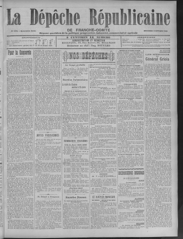 06/10/1909 - La Dépêche républicaine de Franche-Comté [Texte imprimé]
