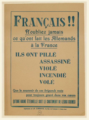Français , n'oubliez jamais ..., affiche