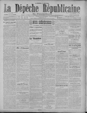 19/11/1922 - La Dépêche républicaine de Franche-Comté [Texte imprimé]