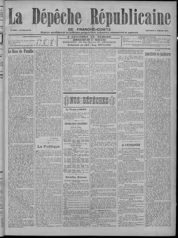 06/01/1911 - La Dépêche républicaine de Franche-Comté [Texte imprimé]